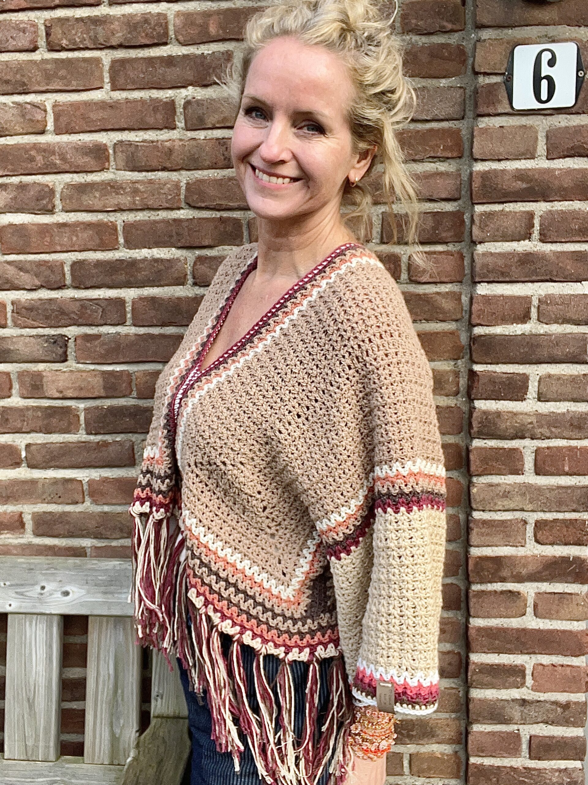 Haakpakket Boho kaftan blouse met franje